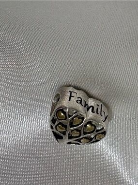 Sterling Siver Charm Family' Heart with Gold Accents family tree